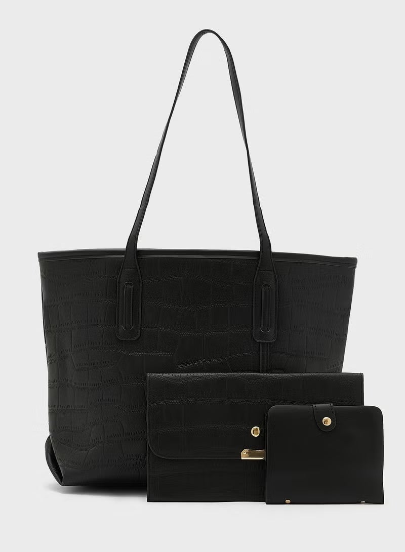 3 Piece Croc Tote Handbag Set