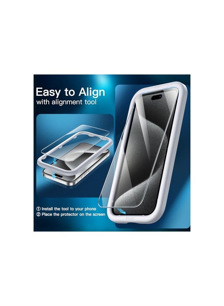 JETech 3 in 1 Case for iPhone 15 Pro Max 6.7-Inch with 2 Pack Tempered Glass Screen Protectors, Non-Yellowing Shockproof Bumper Phone Cover (Clear) - Image 3