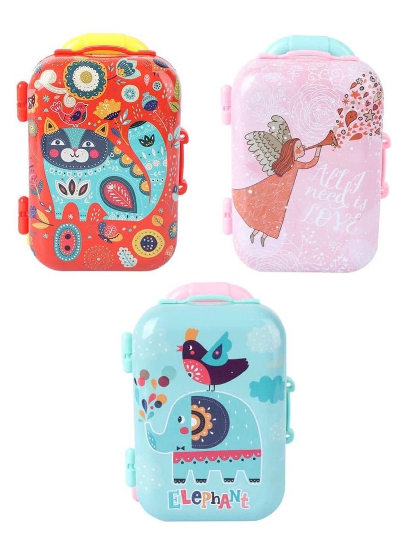 KASTWAVE 3Pcs Cute Mini Travel Suitcase Box, Candy Box, Doll Role Play Toys, Kids Dollhouse Accessories, for Barbie Wedding Decoration, Girl Pretend Yoy, Play House Toys, Girls' Coin Purse - Image 1