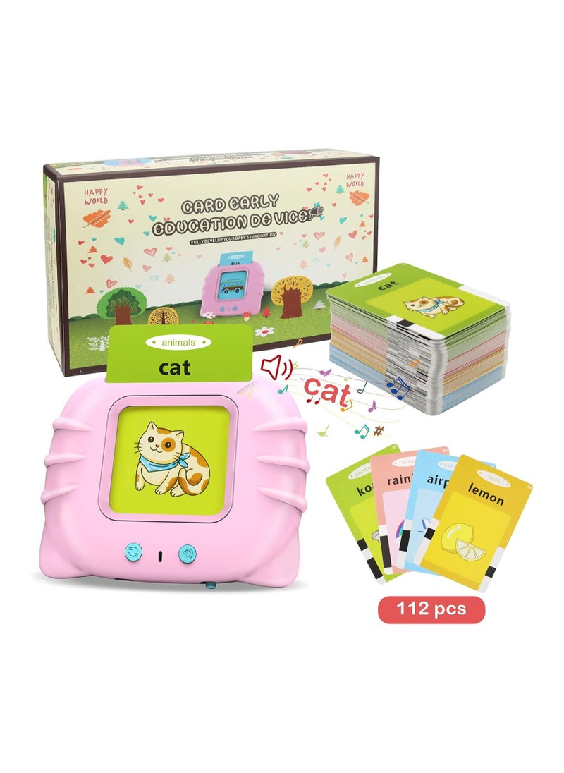 Generic Topcolor Educational Toy for Kids Listen and Learn Literacy Audible Flash Cards for Toddlers 1 2 3 4 5 6 Years Old Boys Girls Flashcards Device with 112 pcs Double-Sided Cards 224 Words  - Image 1