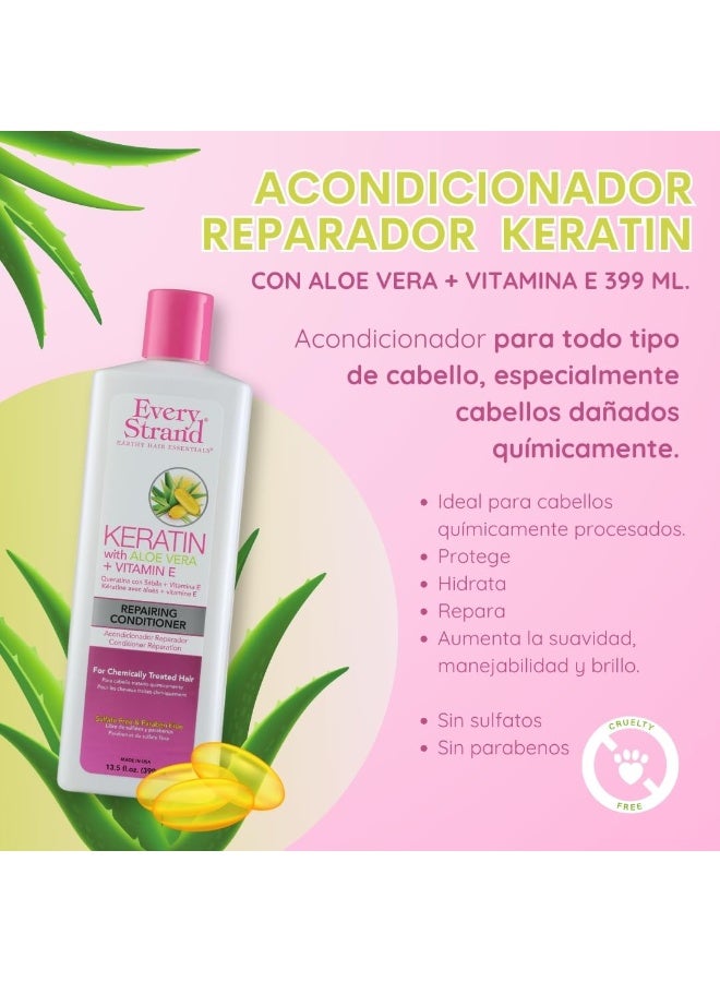 Every Strand Keratin With Aloe Vera And Vitamin E Repairing Conditioner - 399ml - Image 2