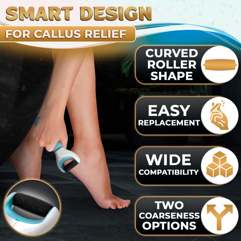AZZORI 11 Pcs Replacement Rollers for Electric Foot Callus Remover Tool - 7 Extra Coarse & 4 Regular Coarse Refill Heads (1.92 x 0.65 Inches), Micro-Diamond Crystals - Compatible with Amope Pedi Perfect Pro - Image 4