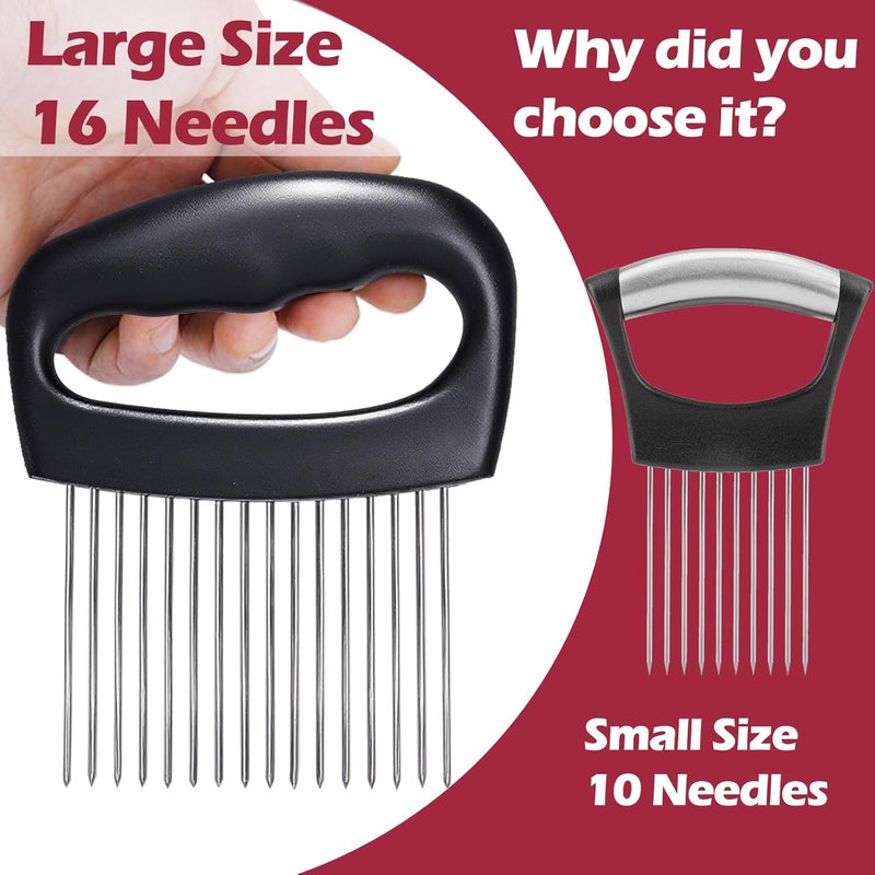 JAYVAR Extra-Large Onion Holder for Slicing, Onion Cutter Vegetable Chopper, Extra-Large Tomato Slicer with 16 Long Needles, Stainless Steel Tomato Potato Slicer, Meat Tenderizer, Food Slicing Guide - Image 3