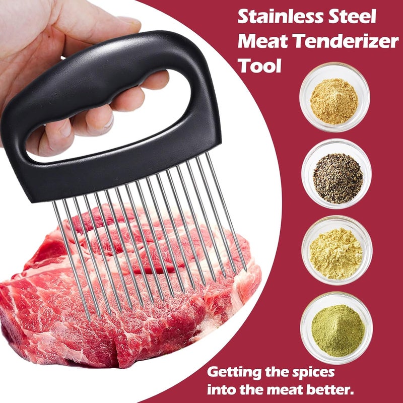 JAYVAR Extra-Large Onion Holder for Slicing, Onion Cutter Vegetable Chopper, Extra-Large Tomato Slicer with 16 Long Needles, Stainless Steel Tomato Potato Slicer, Meat Tenderizer, Food Slicing Guide - Image 5