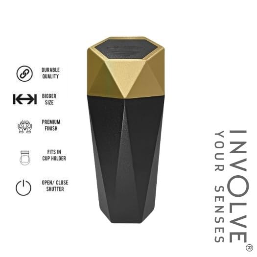 Involve your senses Involve Diamond Shape Car Dustbin/Trash Can- Gold - 500 ML |Stylish and Convenient Garbage Bin for Your Vehicle | Car accessories 2025 | Dustbin For Car | Car Trash Bin | Portable Trash Can For Car - Image 2