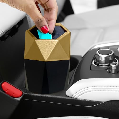 Involve your senses Involve Diamond Shape Car Dustbin/Trash Can- Gold - 500 ML |Stylish and Convenient Garbage Bin for Your Vehicle | Car accessories 2025 | Dustbin For Car | Car Trash Bin | Portable Trash Can For Car - Image 3