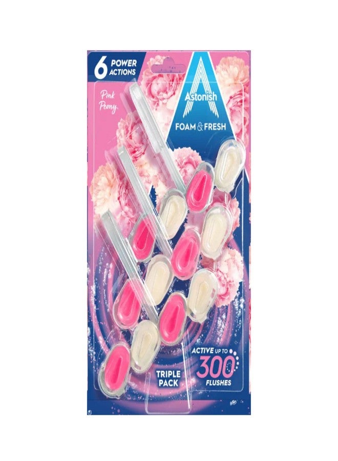 Astonish Foam & Fresh Pink Peony Scented Toilet Blocks - Powerful Odor Control Cleaning Formula Prevents Hard Water Stain Build Up – 2 Blocks, Lasting Freshness For Up to 300 Flushes per Block - Image 1