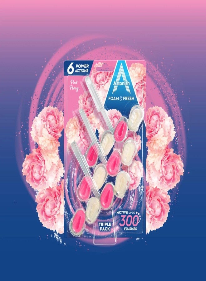 Astonish Foam & Fresh Pink Peony Scented Toilet Blocks - Powerful Odor Control Cleaning Formula Prevents Hard Water Stain Build Up – 2 Blocks, Lasting Freshness For Up to 300 Flushes per Block - Image 2