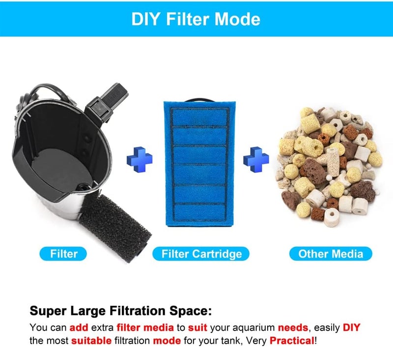 DATOO Aquarium Power Filter in-Tank Ultra Silent Small Fish Tank Filter 5W for Aquarium 10 to 20 Gallon Tank, 1 Yr Warranty - Image 5