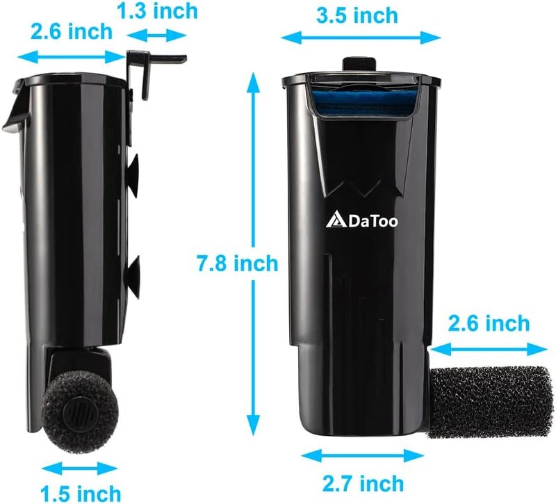 DATOO Aquarium Power Filter in-Tank Ultra Silent Small Fish Tank Filter 5W for Aquarium 10 to 20 Gallon Tank, 1 Yr Warranty - Image 1