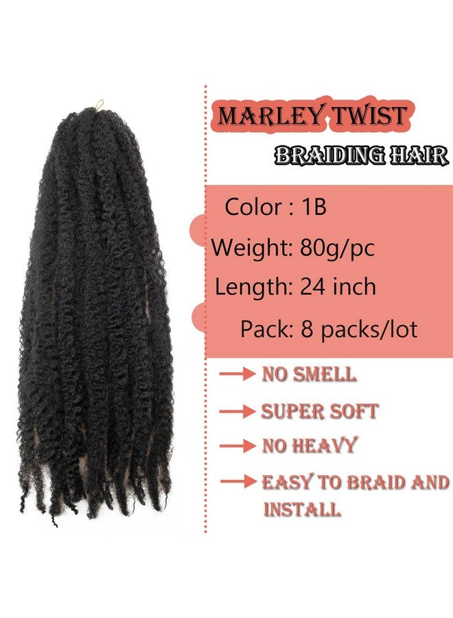 8 Packs Marley Twist Braiding Hair 24 Inches MarleyTwist Hair Long Cuban Twist Hair Marley Afro Kinky Curly Twist Faux Locs Crochet Hair Synthetic Marley Hair Extensions