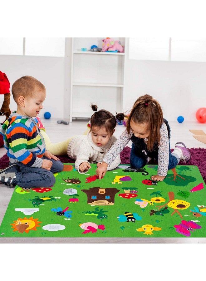 WATINC WATINC Insect Teaching Felt Board Story Set 3.5 Ft 45Pcs Preschool Bug Animals Caterpillar Bee Butterfly Dragonfly Storytelling Flannel Early Learning Play Kit Wall Hanging Gift for Toddlers (Green)  - Image 4