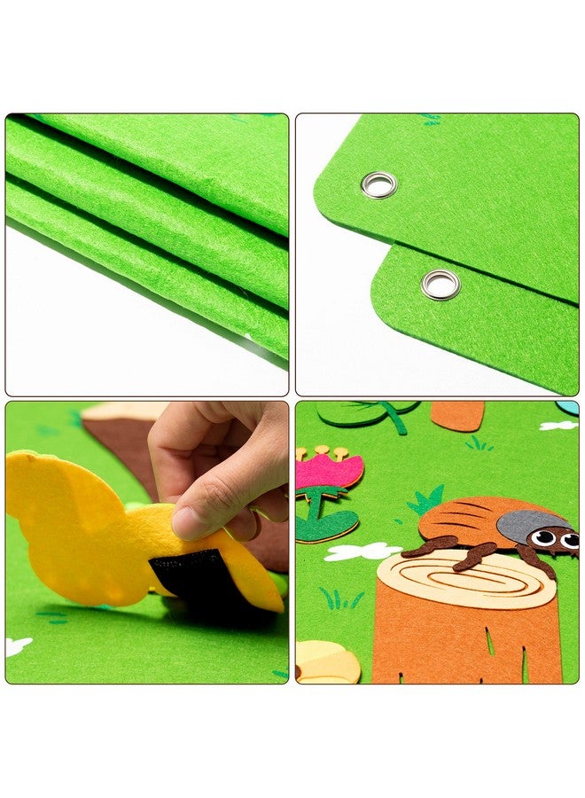 WATINC WATINC Insect Teaching Felt Board Story Set 3.5 Ft 45Pcs Preschool Bug Animals Caterpillar Bee Butterfly Dragonfly Storytelling Flannel Early Learning Play Kit Wall Hanging Gift for Toddlers (Green)  - Image 3