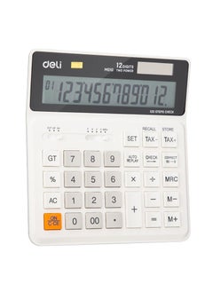Deli Deli EM01010 Desktop Calculator | 12 Digits | Solar & LR44 Battery Powered | Tax Function & 120-Step Check | White | Perfect for Office & Accounting Use (1PCS/Color Box)  - Image 2