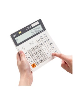 Deli Deli EM01010 Desktop Calculator | 12 Digits | Solar & LR44 Battery Powered | Tax Function & 120-Step Check | White | Perfect for Office & Accounting Use (1PCS/Color Box)  - Image 4