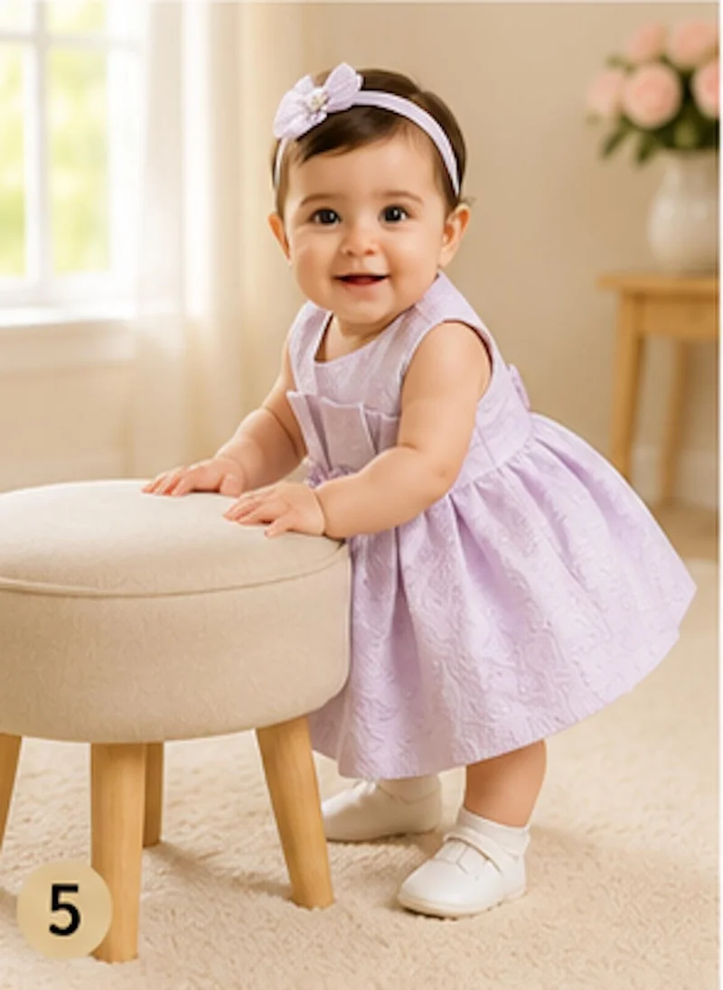 أرتيميا Artemea Baby Girls Textured Fit & Flare Party Dress - Lovender