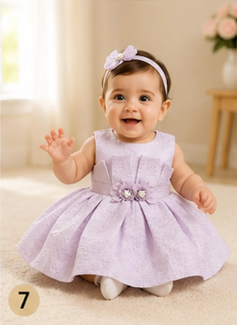 أرتيميا Artemea Baby Girls Textured Fit & Flare Party Dress - Lovender