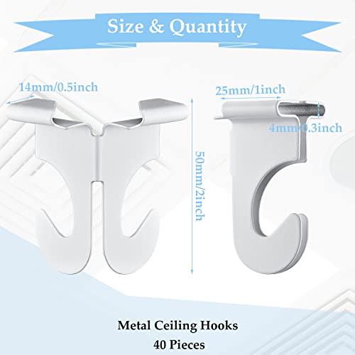Hotop 20 Pieces Drop Ceiling Hooks for Classrooms Hanging Stainless Steel Hanger T-bar Track Clip Suspended Track Ceiling Tile Clips Hook for Classroom, Office, Home Halloween Xmas Decorations - Image 2