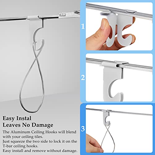 Hotop 20 Pieces Drop Ceiling Hooks for Classrooms Hanging Stainless Steel Hanger T-bar Track Clip Suspended Track Ceiling Tile Clips Hook for Classroom, Office, Home Halloween Xmas Decorations - Image 4