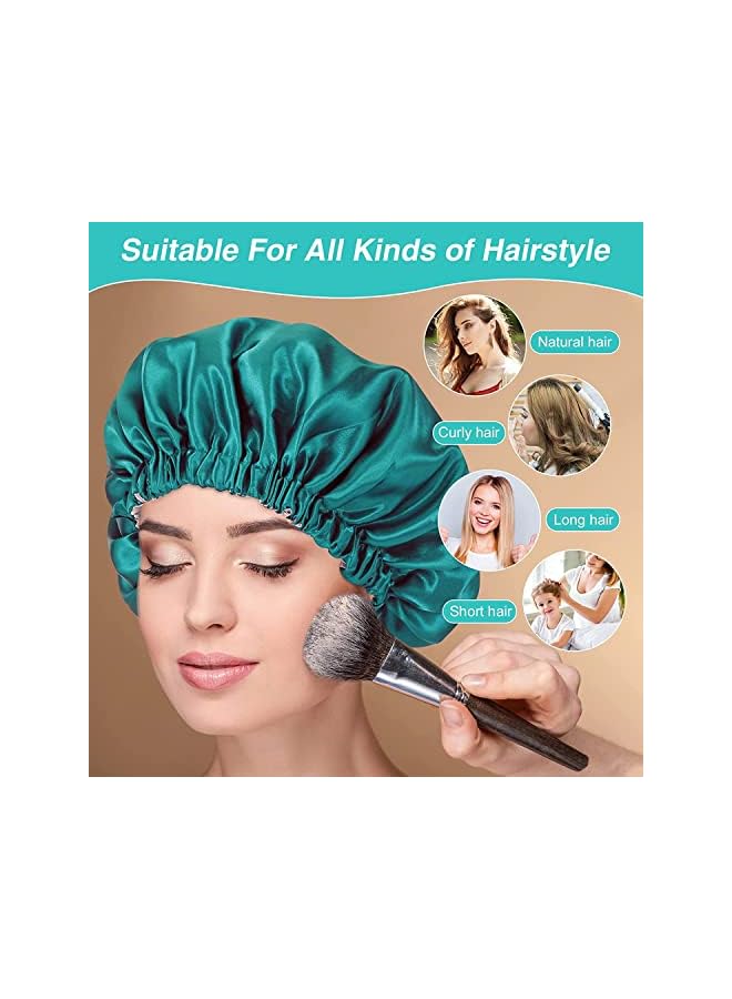 Zaboon غطاء نوم مزدوج الجوانب قابل للتعديل بونيت حرير غطاء رأس أو غطاء نوم قابل للتعديل مع حزام مرن غطاء شعر ساتان مزدوج الطبقة مقاوم للماء غطاء ساتان للنوم للنساء والفتيات 2 قطعة - Image 2