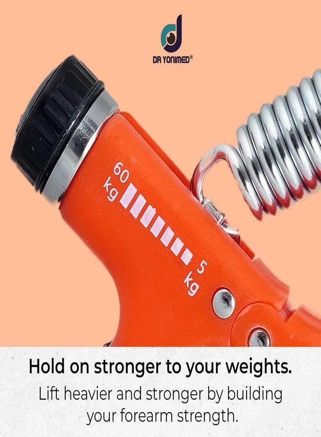 Dr Yonimed Plastic Adjustable Hand Grip Strengthener,Hand Gripper for Men & Women Hand Excerciser 5kg to 60kg for Forearm,Wrist & Hand Exercise|Ideal for Gym,Fitness & Rehabilitation Multicolor,Orange - Image 4