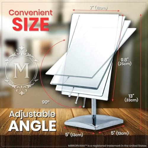 MIRRORVANA Large Table Desk Mirror with Stand for Office Desktop, Makeup Vanity and Bathroom Countertop - Personal Adjustable Face Mirror - 9.8" x 7" - Image 2