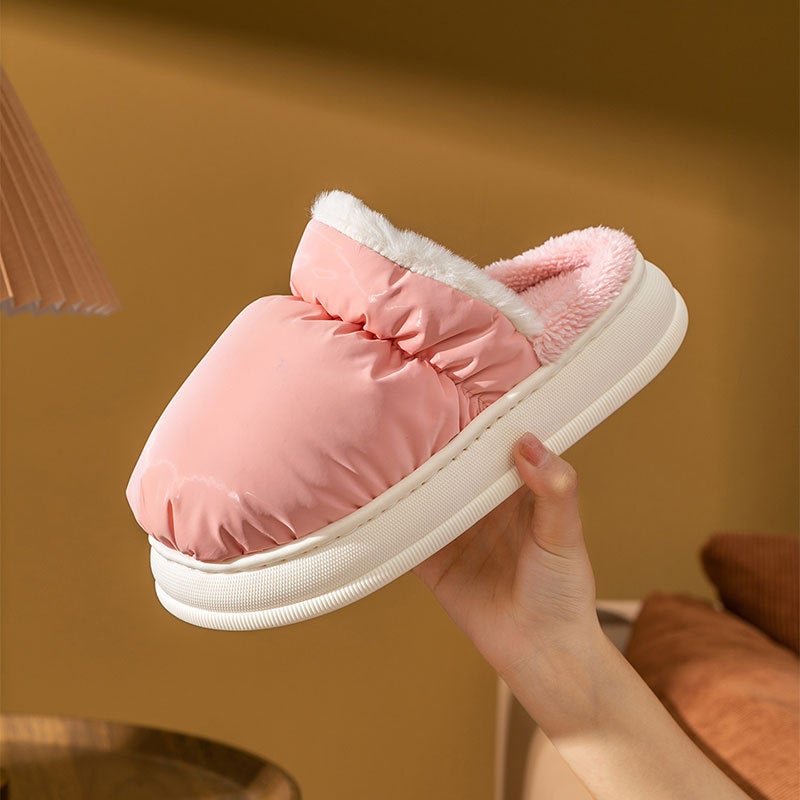 In stock thick-soled cotton slippers for women autumn and winter couple indoor non-slip home plush warm Men's winter  - Image 4