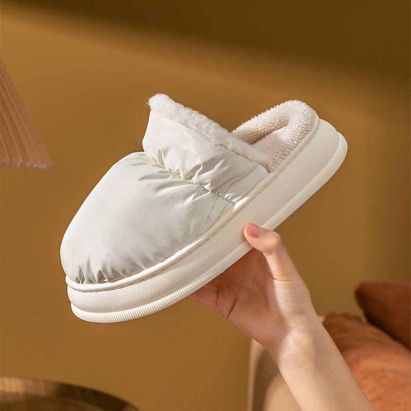 In stock thick-soled cotton slippers for women autumn and winter couple indoor non-slip home plush warm Men's winter  - Image 2