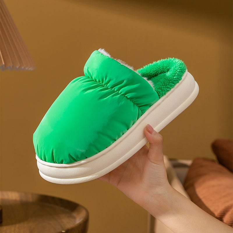 In stock thick-soled cotton slippers for women autumn and winter couple indoor non-slip home plush warm Men's winter  - Image 3