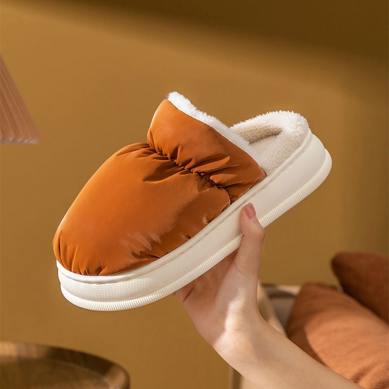 In stock thick-soled cotton slippers for women autumn and winter couple indoor non-slip home plush warm Men's winter  - Image 1