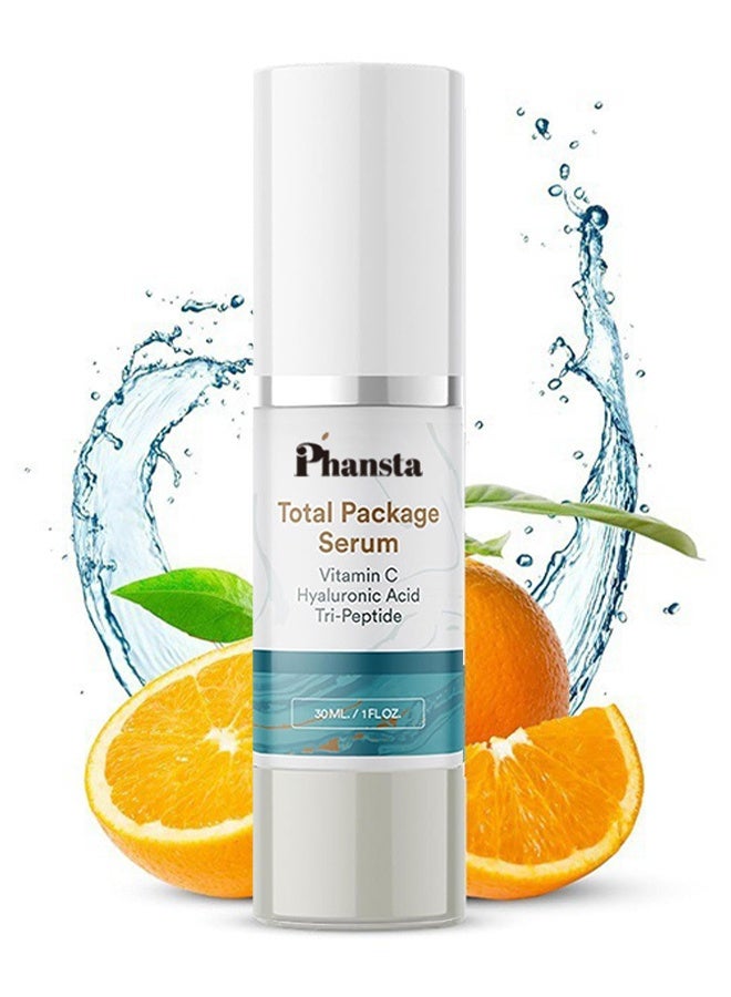 PHANSTA Total Package Serum,Vitamin C Face Serum - Skin Care for Dark Spots, Vitamin C Serum with Hyaluronic Acid for Women and Men, 30ML - Image 1