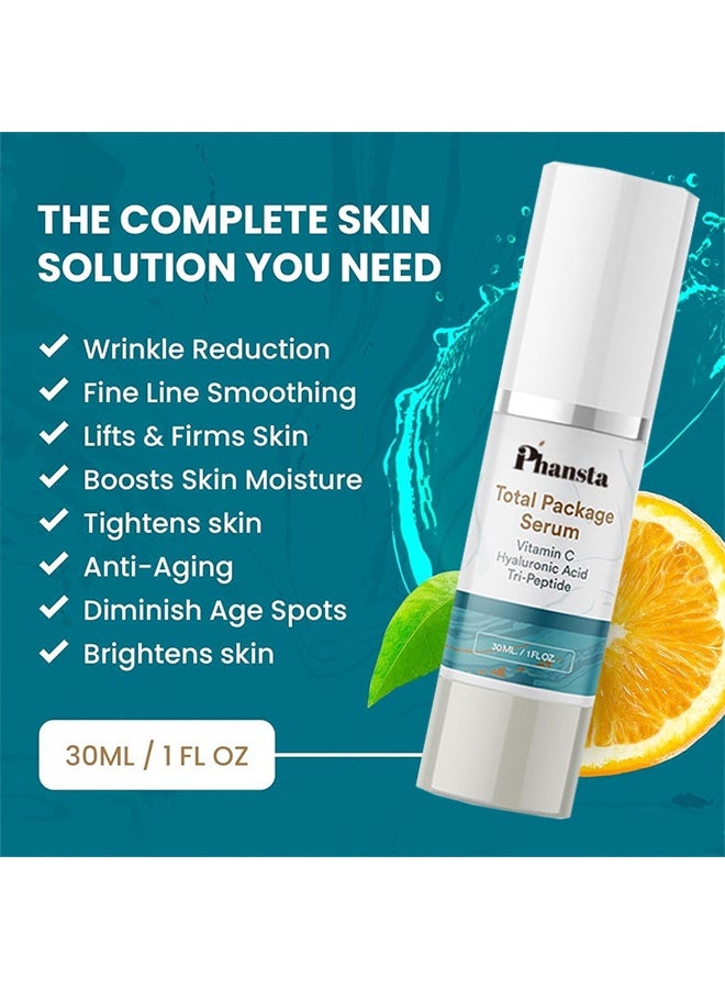 PHANSTA Total Package Serum,Vitamin C Face Serum - Skin Care for Dark Spots, Vitamin C Serum with Hyaluronic Acid for Women and Men, 30ML - Image 4