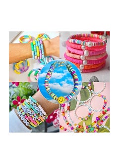 Generic Beads for making jewelry for girls and children, various colors of beads, 8 mm, Heishi, with a set of charms and elastic threads for making jewelry, bracelets and chains  - Image 3