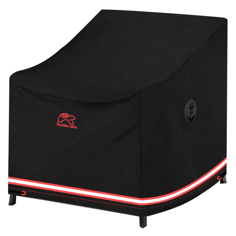 Turtle Life Patio Chair Cover Heavy Duty Durable Waterproof Outdoor Lawn Armchair Deep Single Sofa Cover AntiFading Cover for Chair Black 31 Wx 37 D x 30 H