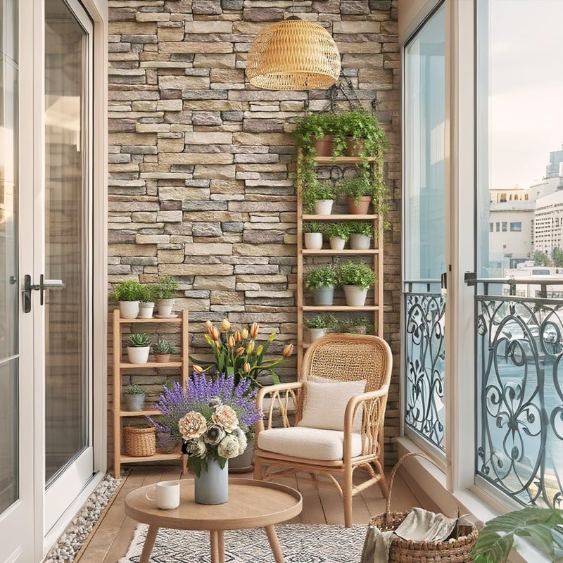 Yancorp 18"x120" Brick Wallpaper Peel and Stick Modern Stone Contact Paper Backsplash Self-Adhesive Wall Paper Kitchen Bedroom Accent Wall Brown Beige Removable Wallpaper - Image 4