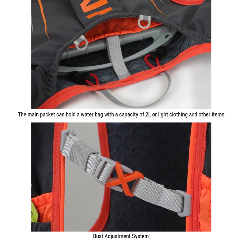 INOXTO Hydration Running Backpack: Black Tear-Resistant Nylon - Lightweight Durable Hydration Pack With Reflective Strips, 2L Bladder Capacity, Shoulder Strap Pockets for Night Running, Outdoor Sports - Image 3