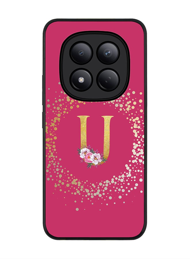 For Xiaomi Redmi Note 15 Pro 4G Case,Slim fit Camera Protection, Shockproof Thin Phone cover  - Custom Monogram Floral - U ( Deep Pink )