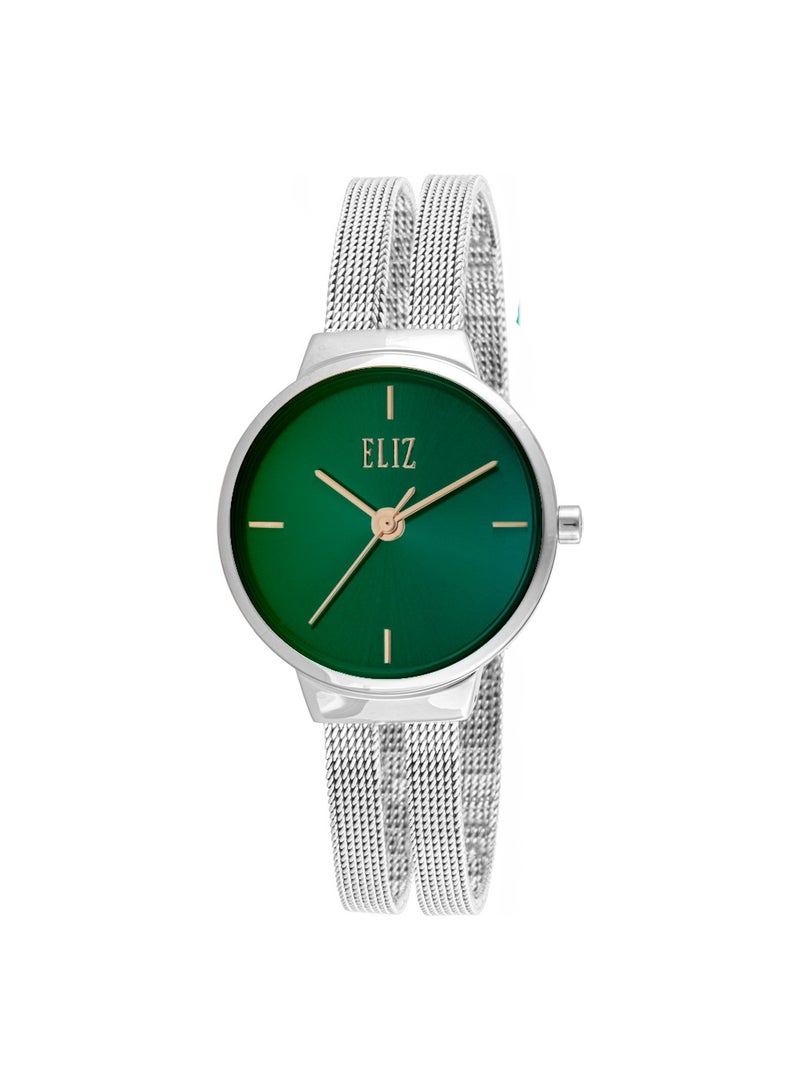 ELIZ ES8789L2SES SS & Mesh Strap 3-Hands Women's Watch - Image 1