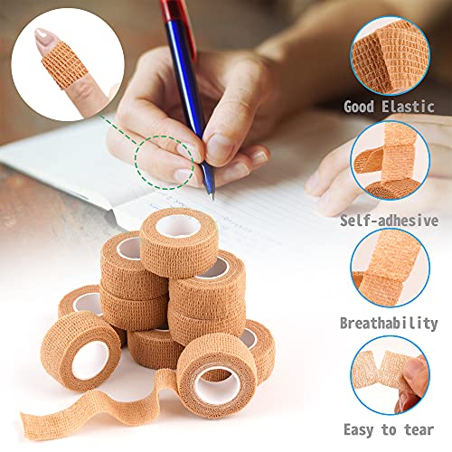 Mooerca 24 Pack Self Adherent Cohesive Wrap Bandages 1 Inches X 5 Yards,First Aid Tape, Elastic Self Adhesive Tape, Athletic, Sports wrap Tape, Bandage Wrap for Sports, Wrist, Skin Colour Athletic Tape - Image 5