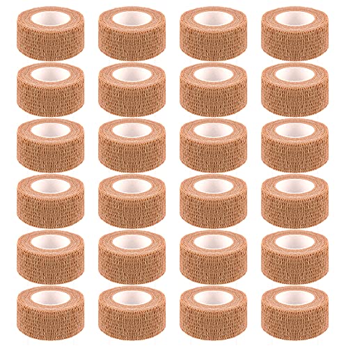 Mooerca 24 Pack Self Adherent Cohesive Wrap Bandages 1 Inches X 5 Yards,First Aid Tape, Elastic Self Adhesive Tape, Athletic, Sports wrap Tape, Bandage Wrap for Sports, Wrist, Skin Colour Athletic Tape - Image 1