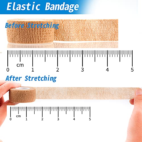 Mooerca 24 Pack Self Adherent Cohesive Wrap Bandages 1 Inches X 5 Yards,First Aid Tape, Elastic Self Adhesive Tape, Athletic, Sports wrap Tape, Bandage Wrap for Sports, Wrist, Skin Colour Athletic Tape - Image 3