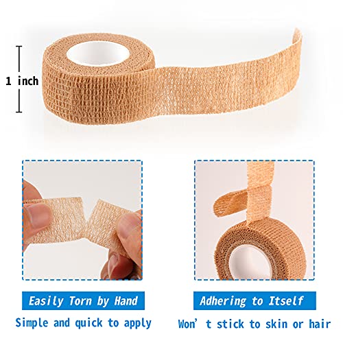 Mooerca 24 Pack Self Adherent Cohesive Wrap Bandages 1 Inches X 5 Yards,First Aid Tape, Elastic Self Adhesive Tape, Athletic, Sports wrap Tape, Bandage Wrap for Sports, Wrist, Skin Colour Athletic Tape - Image 2