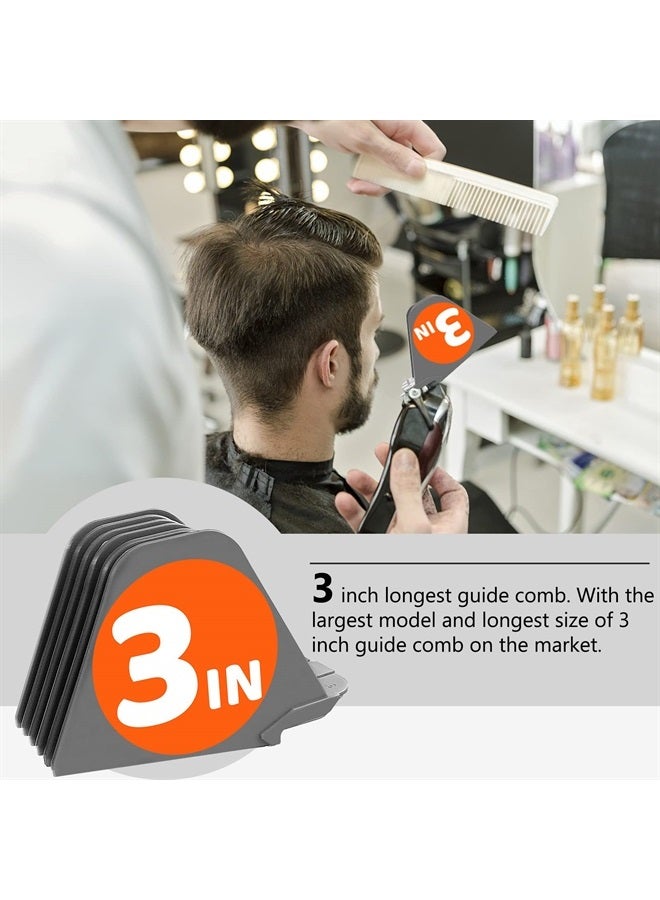 Mega Hair Clipper Guards, Extra Long 3 Inch Hair Clipper Guide Combs Large Guide Comb Set 3”, 2.75”, 2.5”, 2.25", 2", 1.75", 1.5", 1.25" Fits Most Wahl Full Size Hair Clippers (3 Inch 8pcs Gray)