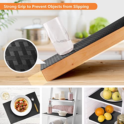 StaHom Shelf Liners for Kitchen Cabinets Refrigerator Liners Waterproof & Oil-Proof Kitchen Cupboard Liner Non-Slip Drawer Mats Non Adhesive Fridge Liner for Shelves - Black 11.8 x 59 Inch - Image 5