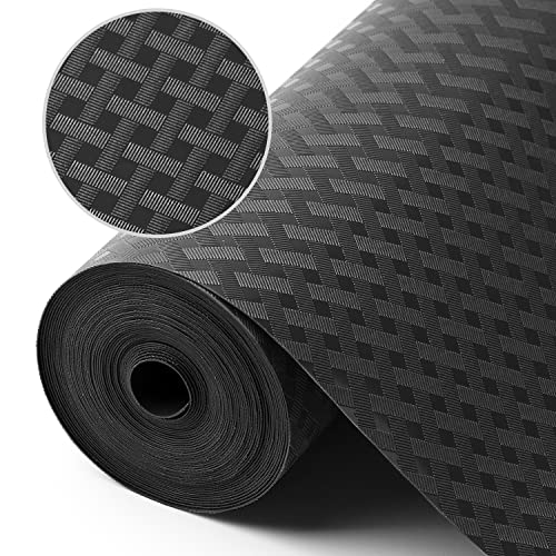 StaHom Shelf Liners for Kitchen Cabinets Refrigerator Liners Waterproof & Oil-Proof Kitchen Cupboard Liner Non-Slip Drawer Mats Non Adhesive Fridge Liner for Shelves - Black 11.8 x 59 Inch - Image 1