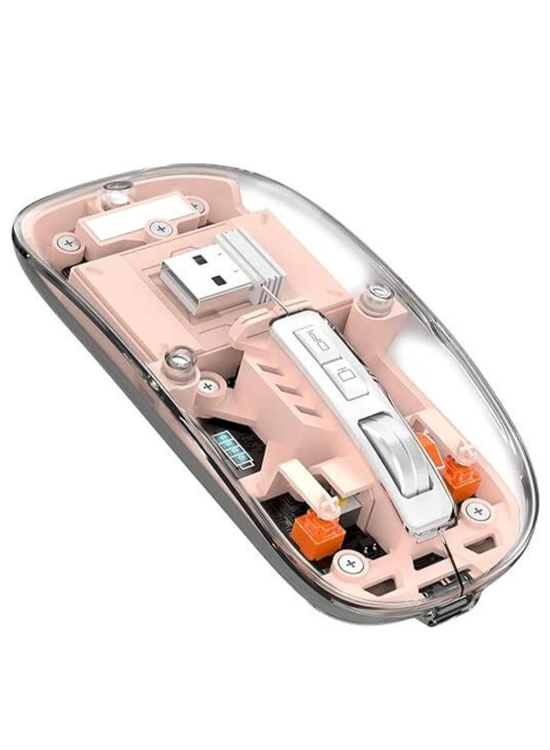 Devon Transparent Wireless Gaming Mouse Bluetooth Dual Mode Adjustable 3-Device Simultaneously for PC Mac Laptop Multicolor - Image 1