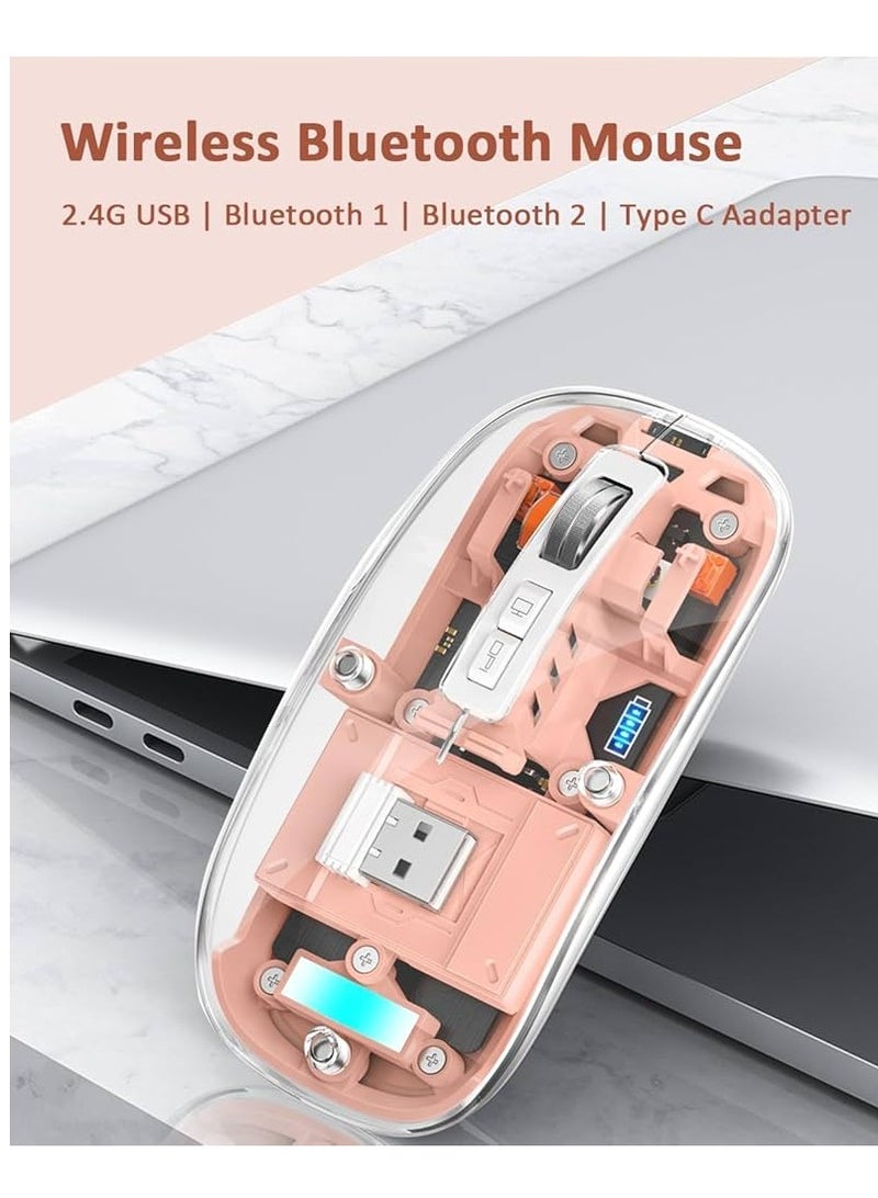 Devon Transparent Wireless Gaming Mouse Bluetooth Dual Mode Adjustable 3-Device Simultaneously for PC Mac Laptop Multicolor - Image 4
