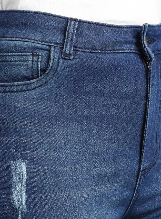 Freehand Dark Blue Freehand Women Light Distress Skinny Jeans for Women | Best Price UAE