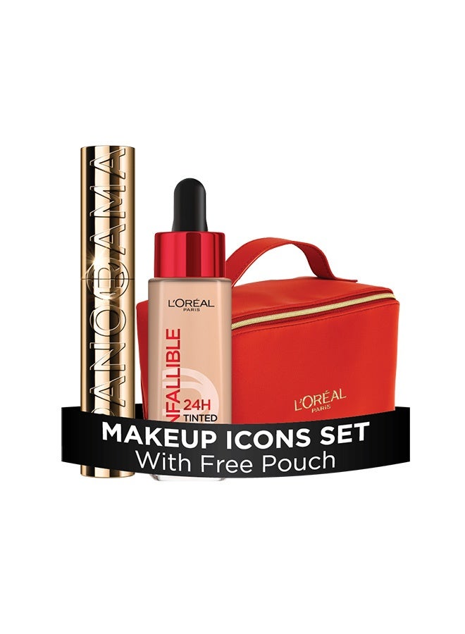 L'OREAL PARIS L’Oréal Paris Volume Million Lashes Panorama Mascara in Black & 24H Infallible Tinted Serum Shade Light Medium 3-4 Bundle - Image 1