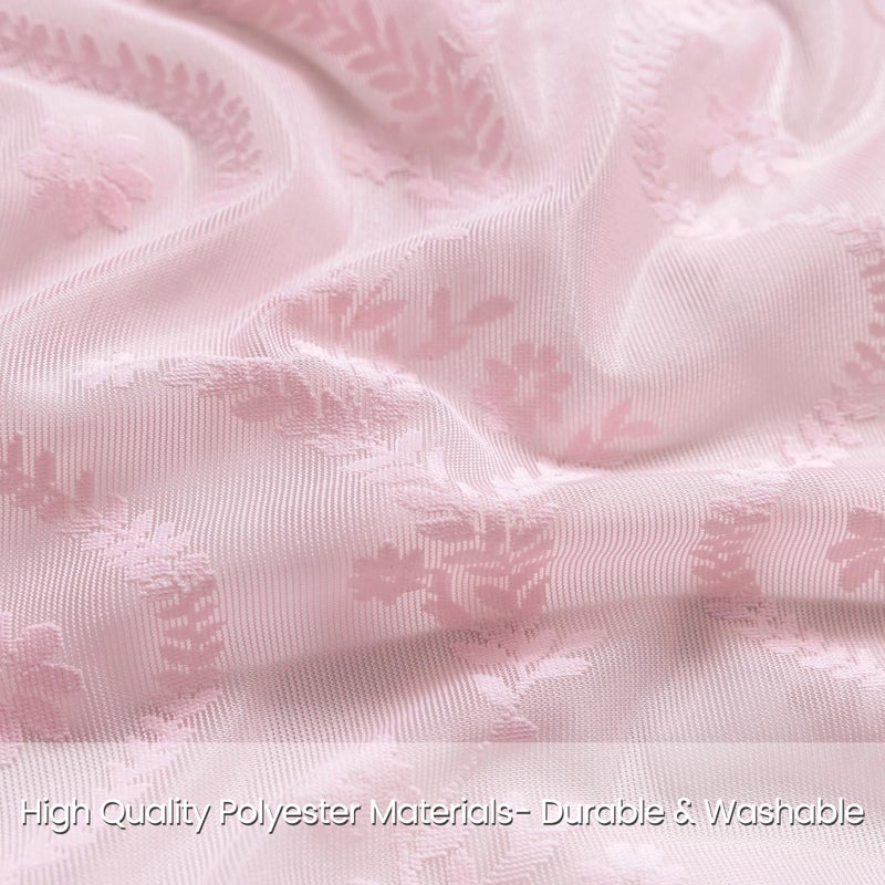 WAZZIO Baby Pink Sheer Curtains for Girls Bedroom Living Room & Nursery 2 Panels 84 Inches Long- Delicate Floral Lace & Tassel Trim Rod Pocket Drapes Light Filtering Privacy Window Curtain,Light Pink - Image 2